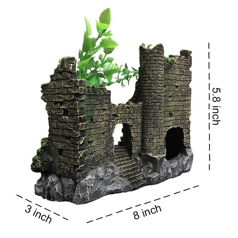 SLOCME Aquarium Medieval Resin Castle Decoration - Realistic Fish Tank Castle Accessory, Shelter for Betta Fish & Reptile - Image 3